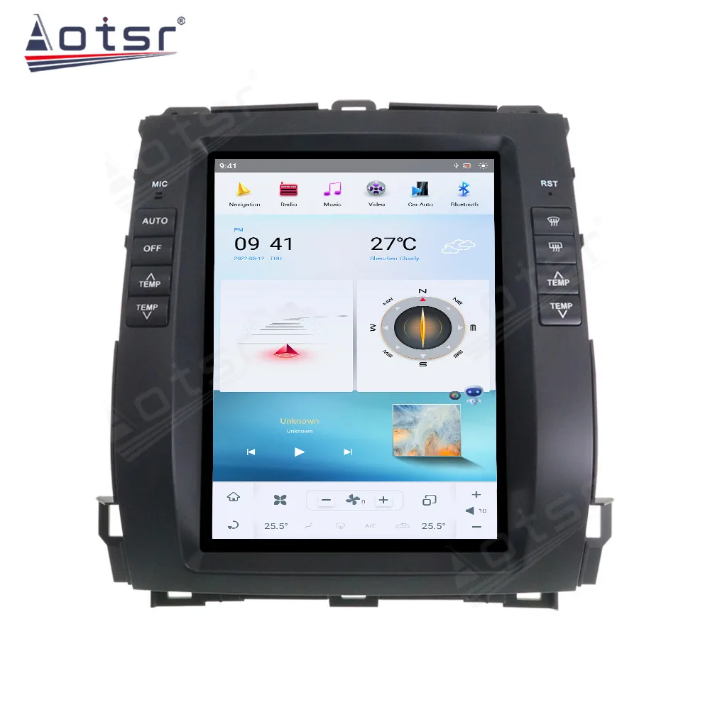 Vertical Screen Android 12.0 Qualcomm For Toyota Land Cruiser Prado 2002-2009 Car Radio Multimedia Player GPS CarPlay Head Unit