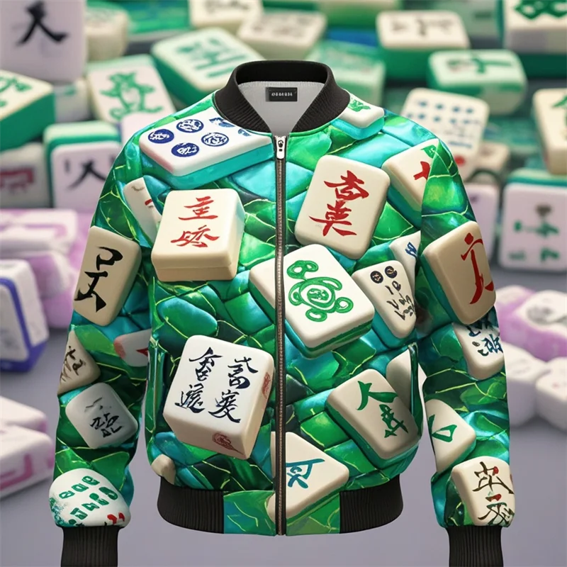 

China Mahjong 3D Print Oversized Women/Men Jacket Sweatshirt Harajuku Streetwear Hip Hop Pullover Men's Coat Tracksuit Clothes