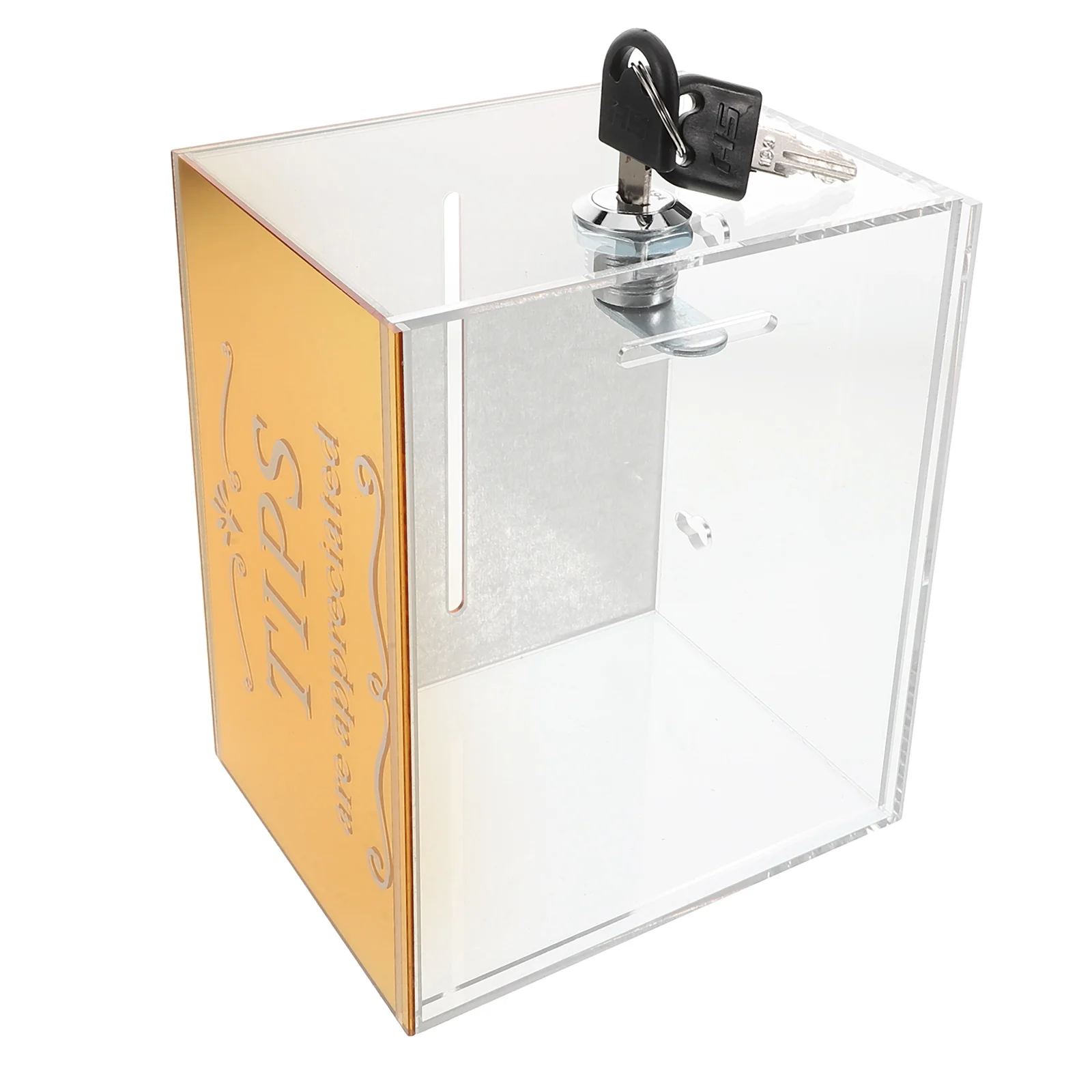 

Acrylic Tip Collection Box Lock Transparent Large Capacity Suggestion Donation Money Storage Raffle Cash Box for Bars