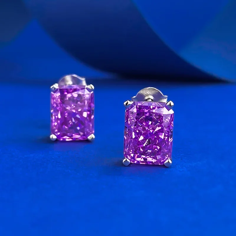 Radiant Cut 3ct Lab Moissanite Diamond Stud Earring 100% Real 925 Sterling Silver Wedding Earrings for Women Party Jewelry