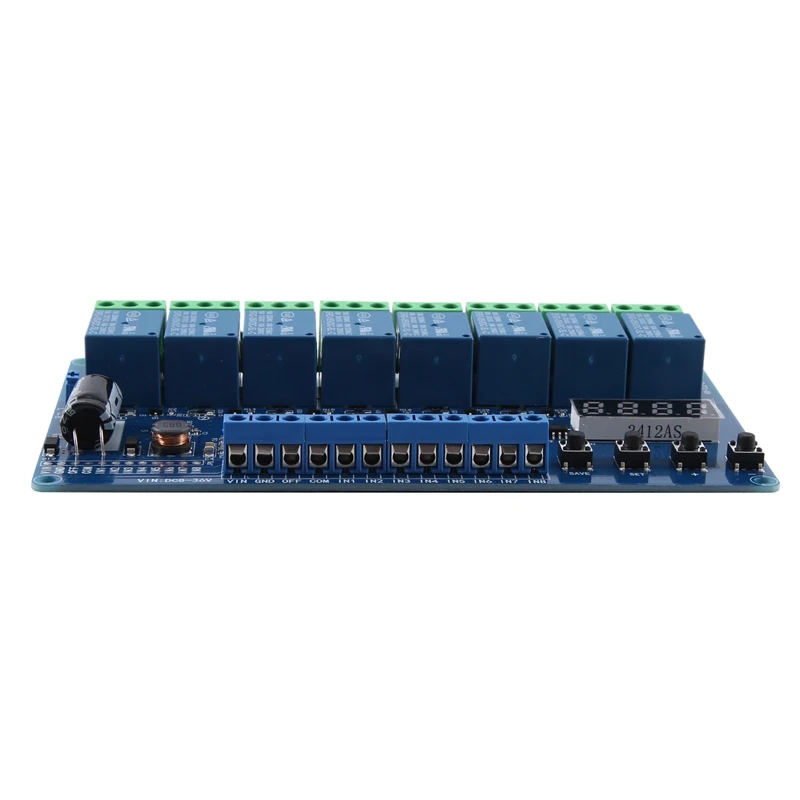 Dc 8V-36V 8-Channel Module 8-Channel Multifunction Time Delay Relay Interface Board Module With Light Couple Red Display