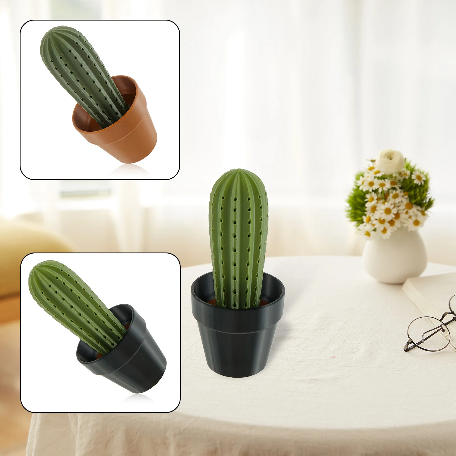 3D Printed Cactus Toothpick Holder Easy Access Plastic Cactus Shaped Toothpick Dispenser with Holes Decorative Cactus Toothpick