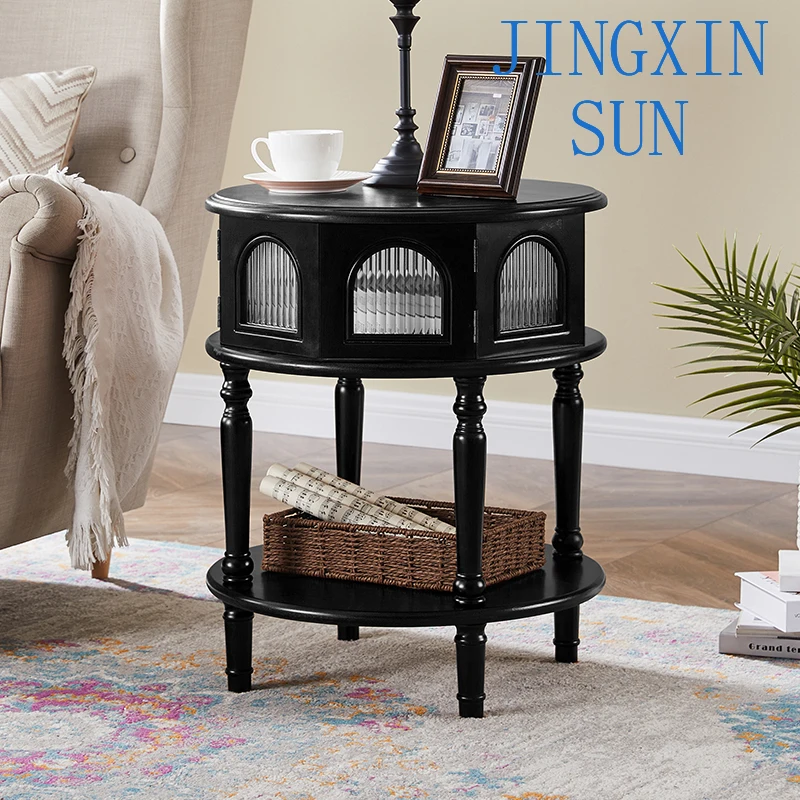 Leisure balcony small round table all solid wood sofa side table coffee  bedside small side living room
