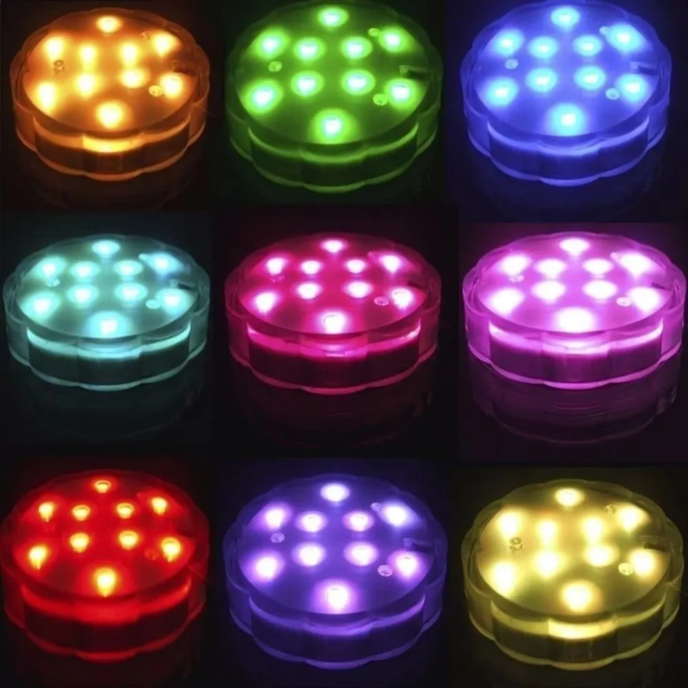 Gifts 10-LED Diving Light Submersible with Remote Underwater Lights Wedding Party Decoration Remote Control Pool Diving Light