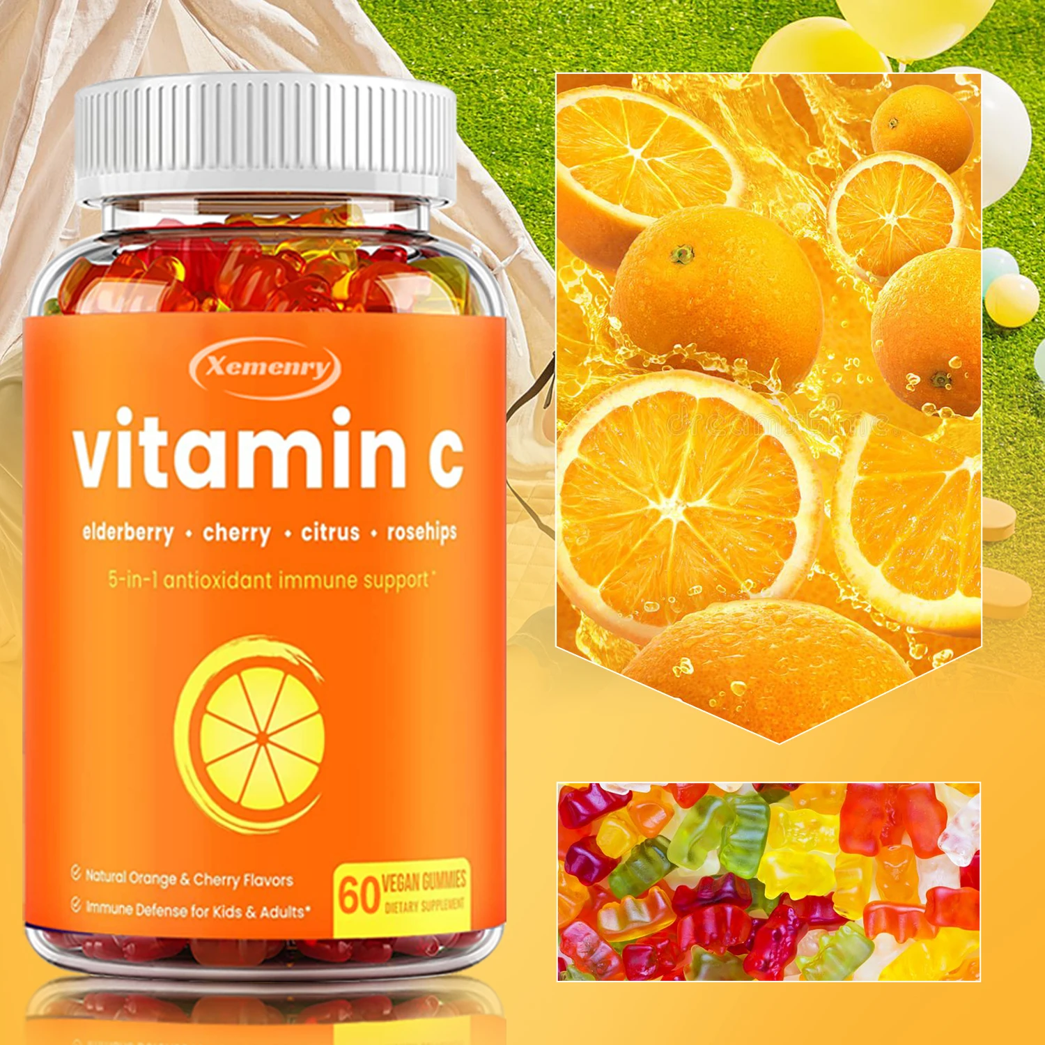 

Vitamin C Gummies - Powerful Antioxidants for Skin Nutrition Health Immune Health Brighten Skin - 60 Gummies