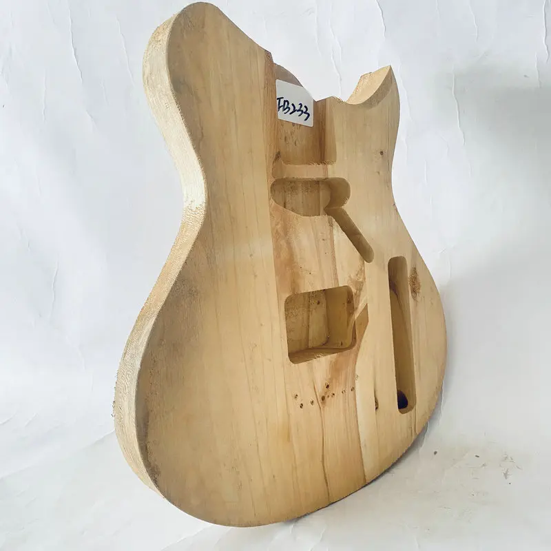 Fb233 Onafgewerkte Natuurlijke Kleur Effen Lindehout Mini Size Elektrische Gitaar Body Met Tl Pickups Voor Vervang Diy