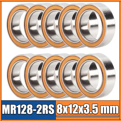 MR128RS 베어링 10PCS 8x12x3.5mm ABEC-3 취미 전기 RC 자동차 트럭 MR128 RS 2RS 볼 베어링 MR128-2RS 오렌지 봉인