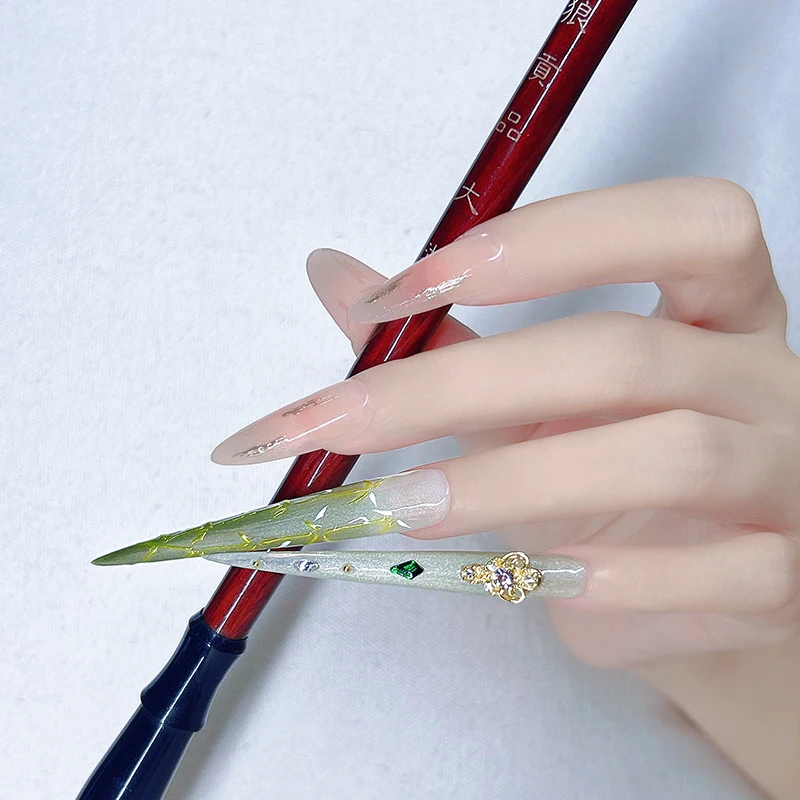 14 Piece（4 long+10 short）Handmade Elegant Gem Littini Nail Set Shiny Delicate for Occasions (Better Than) Popular Kits