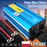 12/24V Inverter Pure Sine Wave 8kW 7kW 6kW Solar Power Converter AC 220V RV Travel High-power Car Inverter