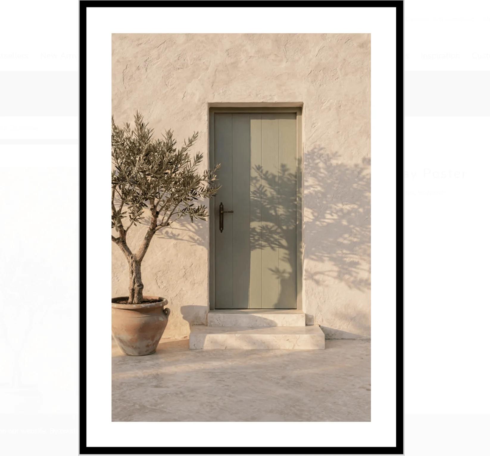 Boho Beige Tuscan Door Olive Plant Wall Art Canvas Prints Decor, Soft Neutral Countryside Poster for Living Room Entryway Home