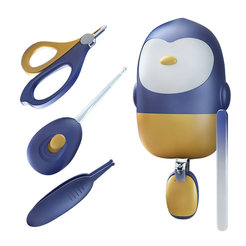 

Baby Nail Clippers Set Newborn Care Kit Toddler Grooming Manicure Pedicure Scissors File Ear Spoon LED Bright Color Gift