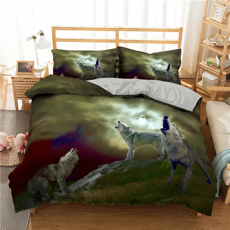 

3D Print Wolf, Lion, Horse Animal Quilt Cover Set Full Size Bedclothes Comforter Bedding Sets Housse De Couette 1 Personne 2021
