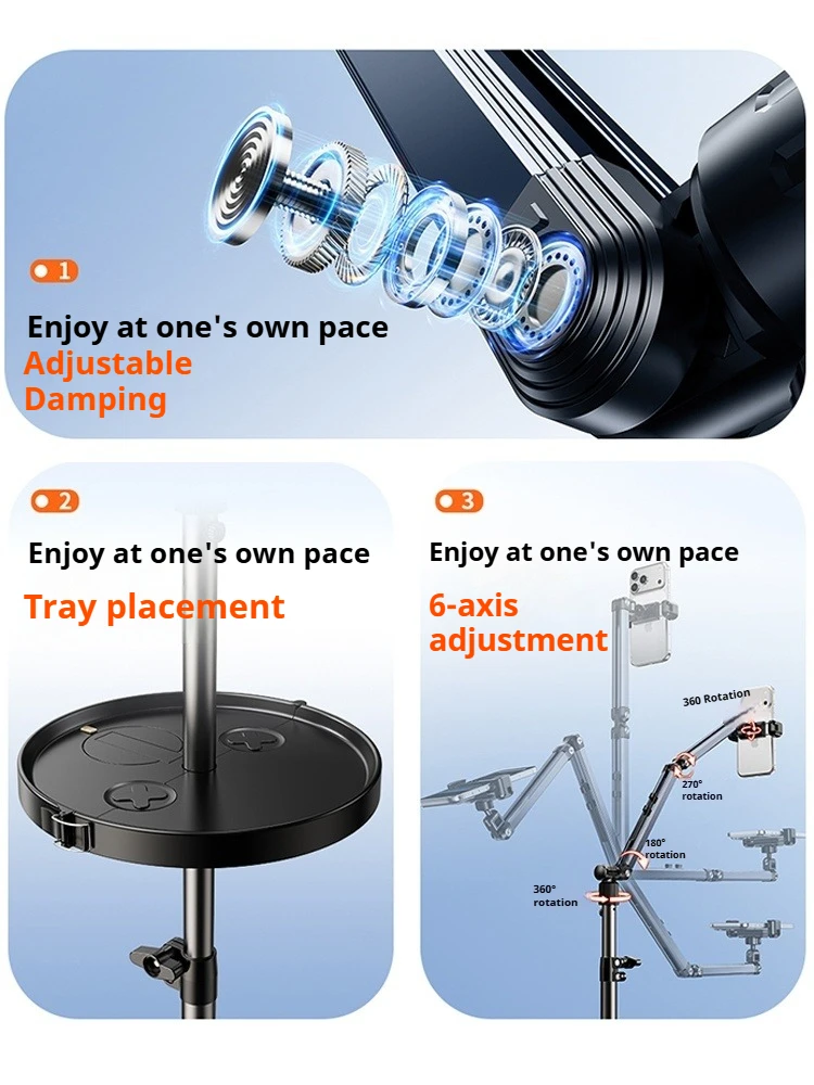 Penyangga Tablet Lantai Eary, Penyangga Ponsel di Atas Tempat Tidur, Penyangga Sudut dan Tinggi yang Dapat Disesuaikan, Kompatibel dengan iPhone iPad Pro Air Mini Samsung