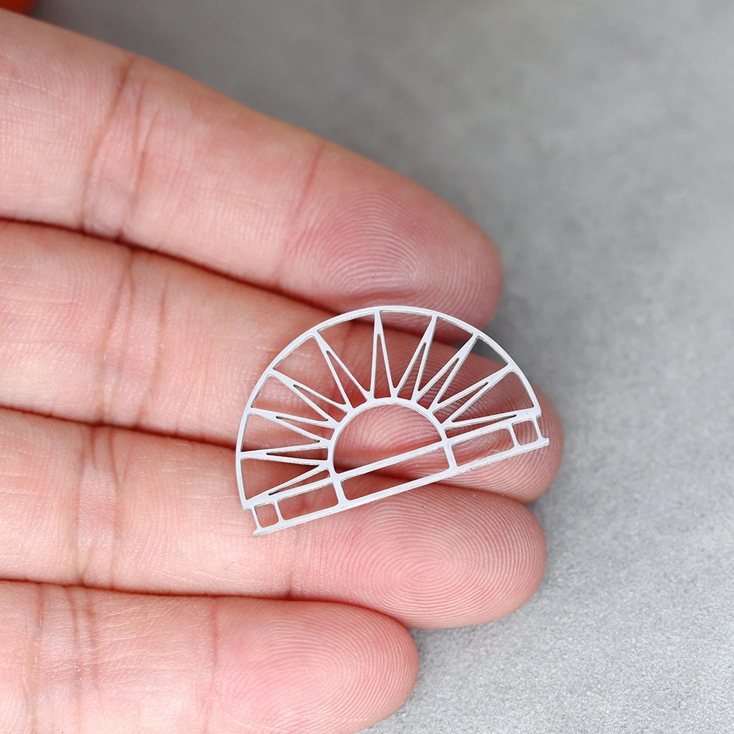 3PCS Half Round Sun Line Charms DIY Craft Tassels Earrings Necklace Women Stainless Steel Pendant for Jewelry Making Accessories