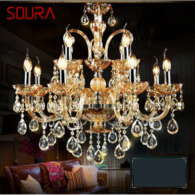 

SOURA Luxury Candle Chandelier Modern Amber LED Lighting Creative Decorative Fixtures For Home Living Dining Room Bedroom