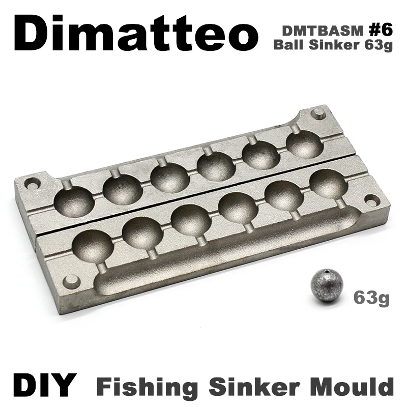 Dimatteo DIY Fishing Ball Sinker Mould DMTBASM/#6 Ball Sinker 63g 6 Cavities 1 order