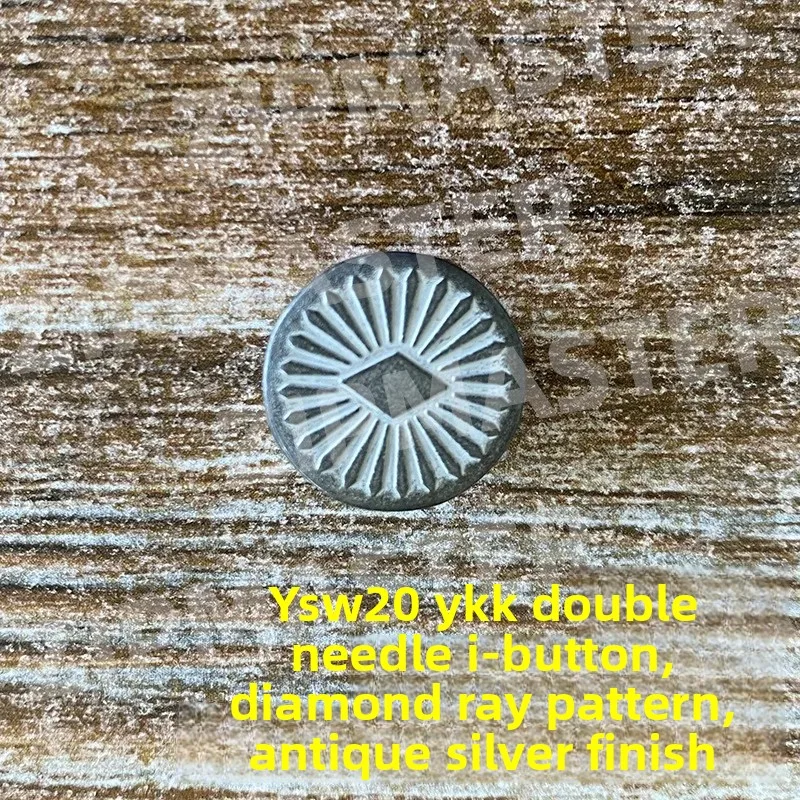 

Genuine YKK Double-needle I-shaped Buckle, Rhombus Ray Pattern, Denim Buckle, Retro Silver, Retro Beauty 17mm