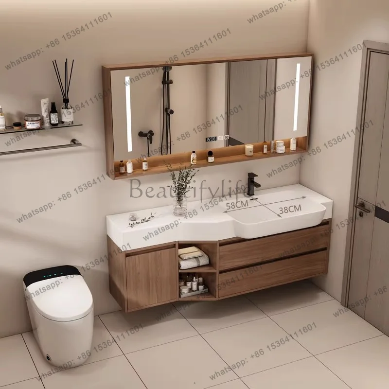 YJ Design Light Bathroom Cabinet Complete Set Unique Space Saving Bathroom Mirror Cabinet Shelf Display Mobile Da Bagno Furnitur