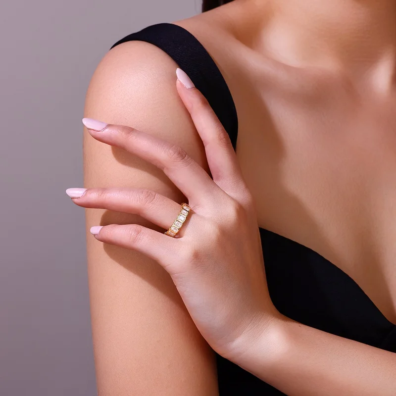 

JIUZUAN Moissanite Ring, S925 Silver, 18K White Gold Plated, GRA Certified, Pass Diamond Tester for Women