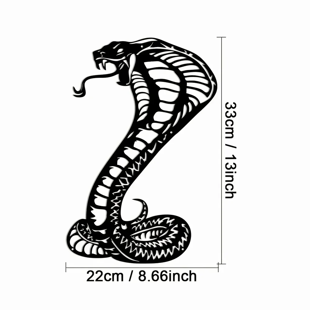 One cobra snake wall decoration, artistic logo metal snake silhouette, indoor hanging, living room man cave decoration