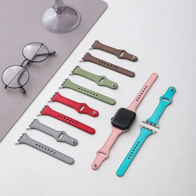 

Leather Bracelet For Apple Watch Band 9 8 7 41mm 45mm 40mm 44mm Buckle Watch Strap For IWatch 2 SE 6 5 4 38mm 42mm 49mm Ultra