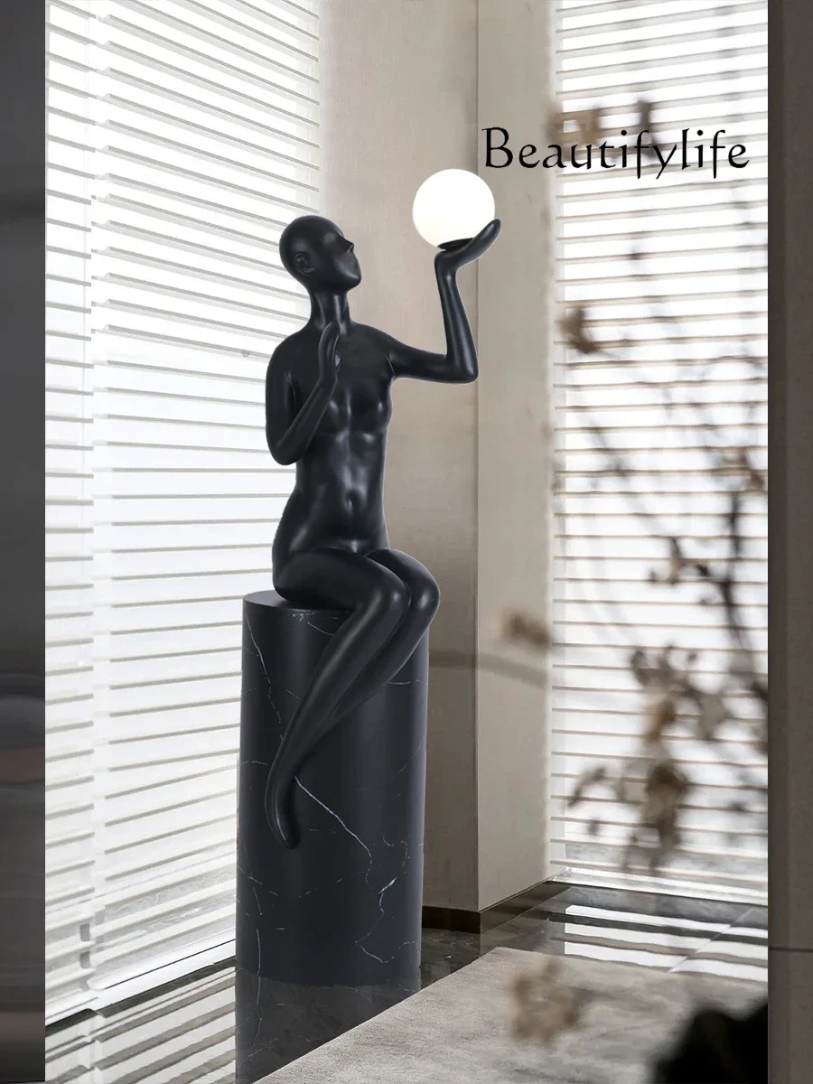 Creative Humanoid Art Sculptured Ornaments High-End Home Hallway Large Slightly Luxury Decoration Floor Lamp