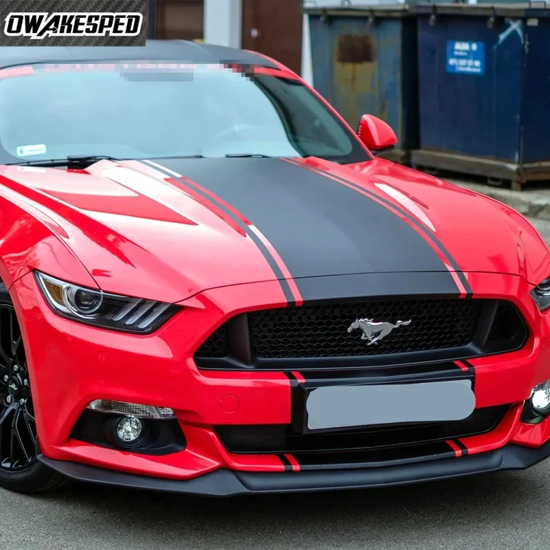 

Racing Sport Stripes For Ford Mustang GT500 GT350 GT Car Hood Roof Tail Stickers Auto Body Front Rear Bumper Decor Vinyl Decals