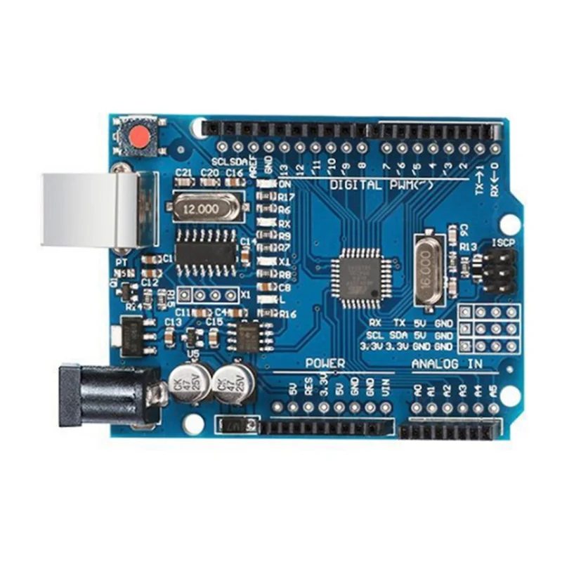 Para placa de desarrollo Arduino UNO R3, placa base de módulo microcontrolador Compatible con ATMEGA328P con Cable