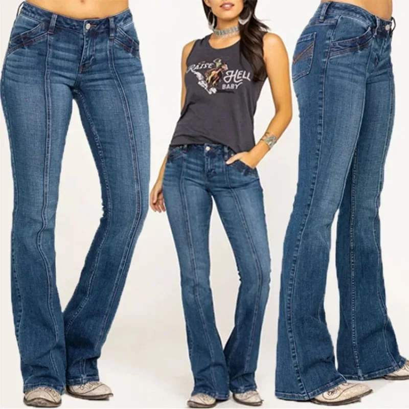 

Women's Jeans Slim-Fit Skinny Washed Flared Pants Trousers for Women