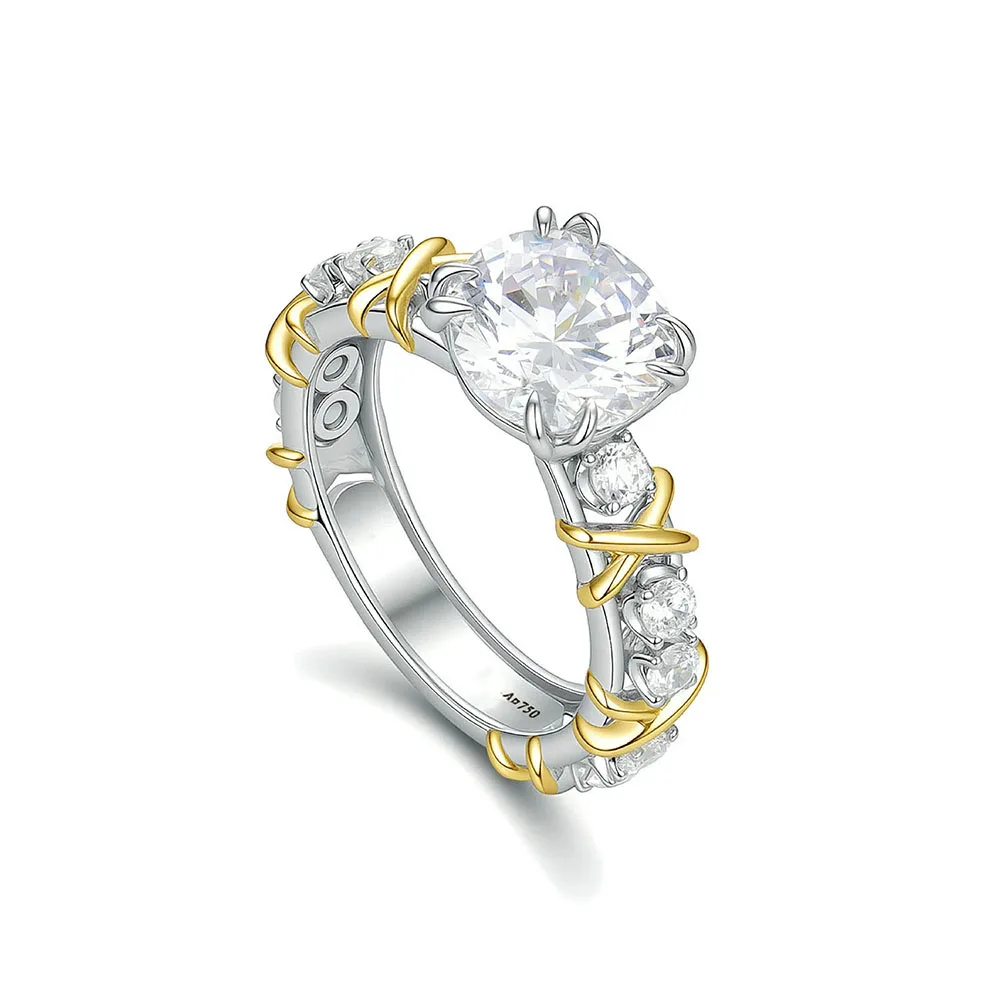 Top Brand 925 Sterling Silver Dazzling Gold&silver Color Blocked Cross Zircon Ring for Women Trendy Luxury Exquisite Jewelry