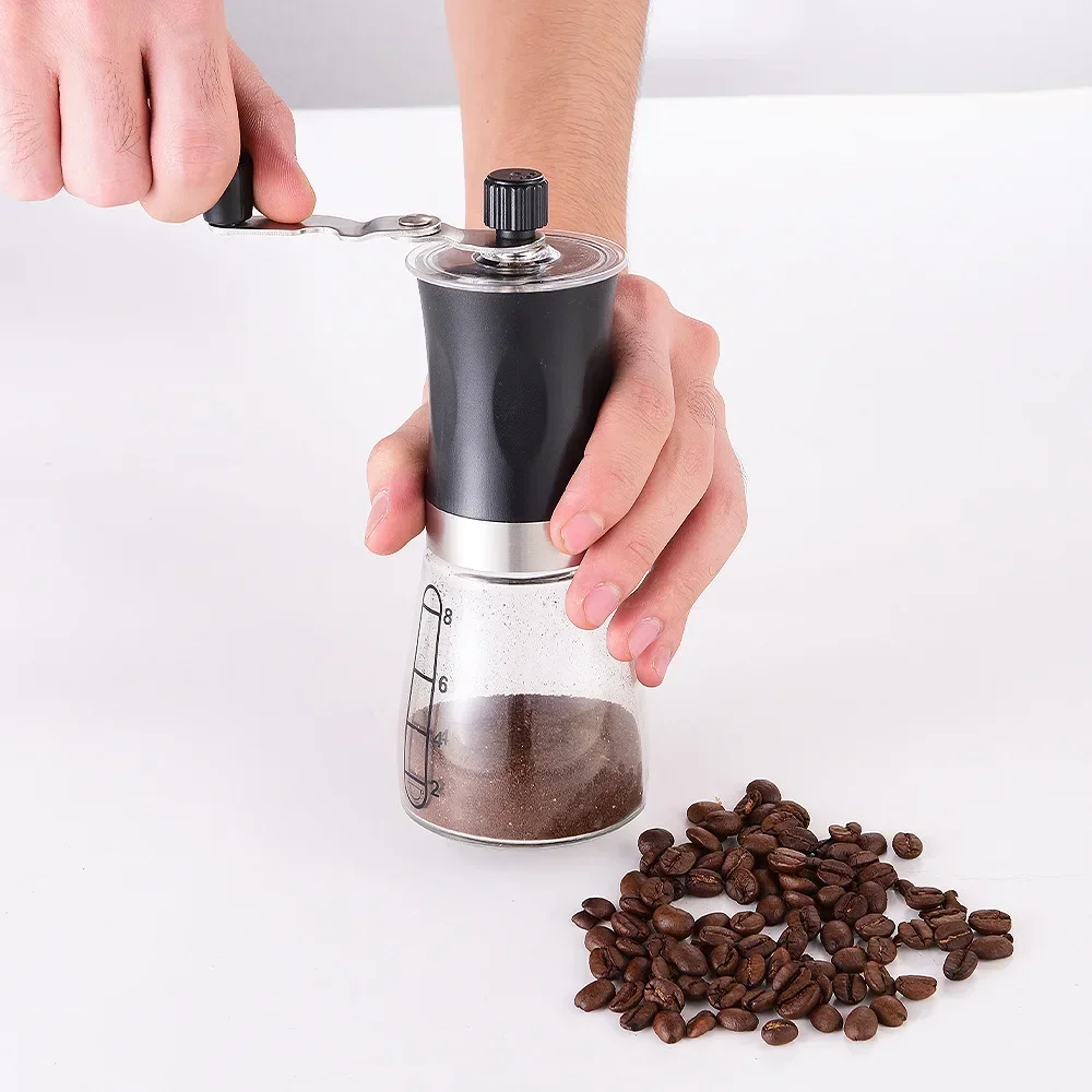 Portable stainless steel bean grinder, household, hand-cranked coffee machine