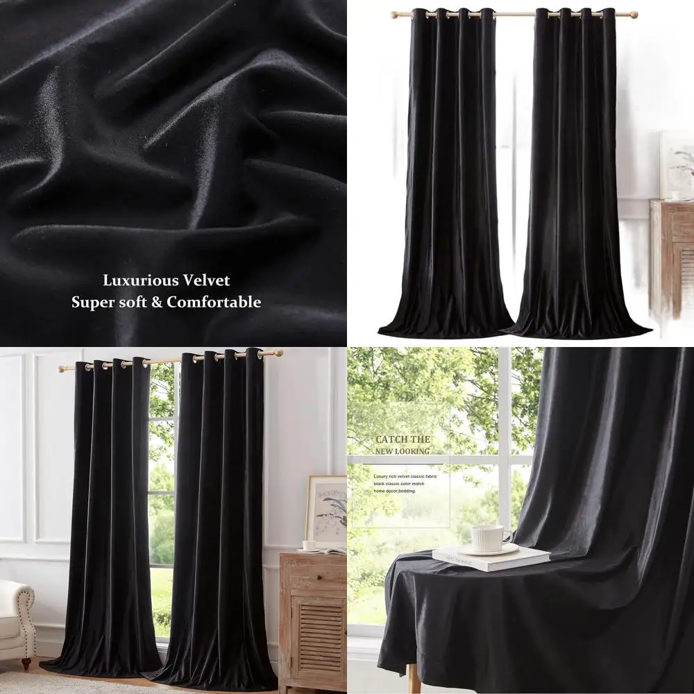 

90 бархатных затемненых штор для гостиной — изолированные термоприводы, набор из 2 шт.