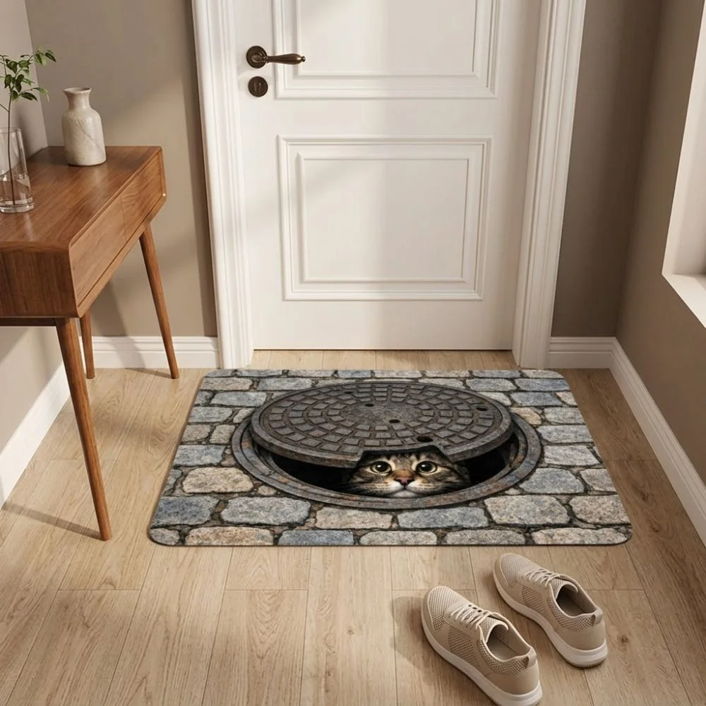 2D Flat Optical Illusion Doormat Non-slip Abrasion-resistant Bathroom Carpet Water-absorbing Diatomaceous Earth Bedroom Door Rug