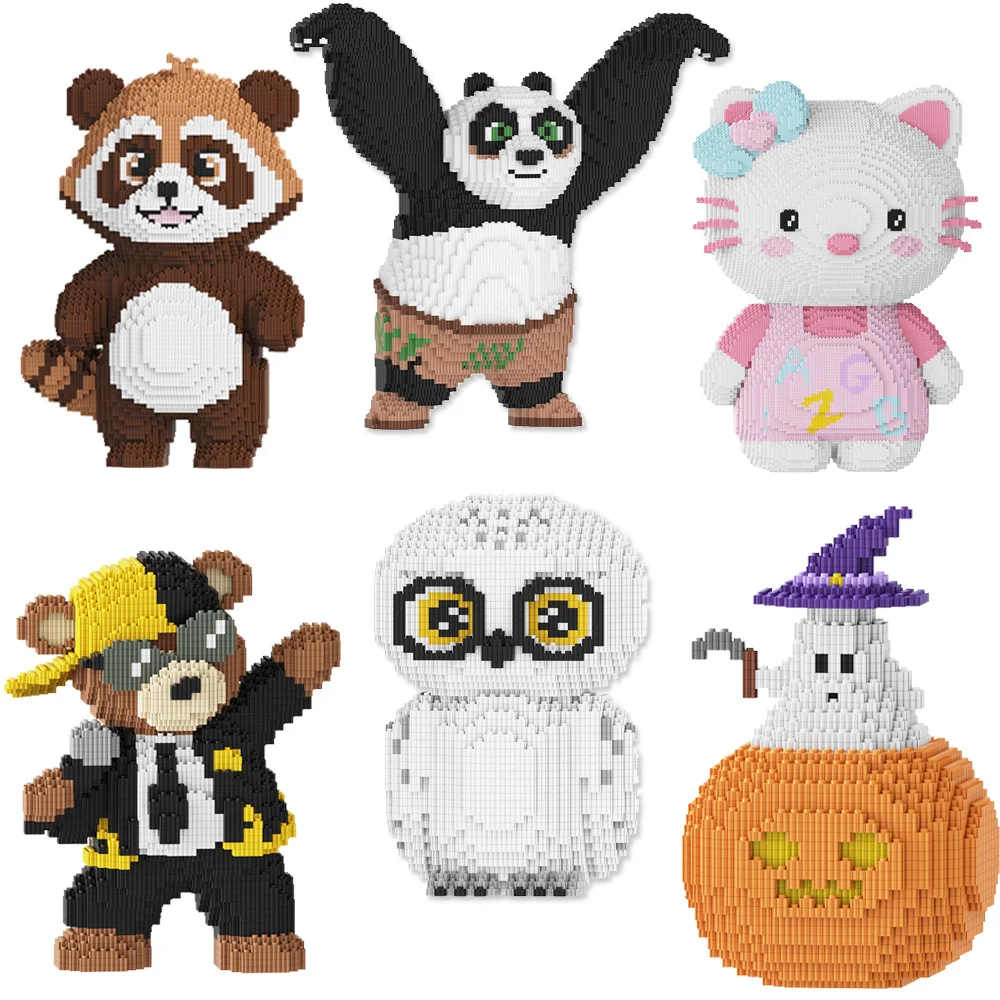 

Cute Cartoon Animal Magic Building Block Snake Bear Tiger Raccoon Model Rabbit Fox Assembled Bricks Toy For Kids Santa Gift