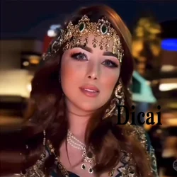 Algerian Bridal Hair Accessories Metal Gold Plated Tassel Hair Chain Ethiopian Wedding Tiara Ladies Crown Party Gifts