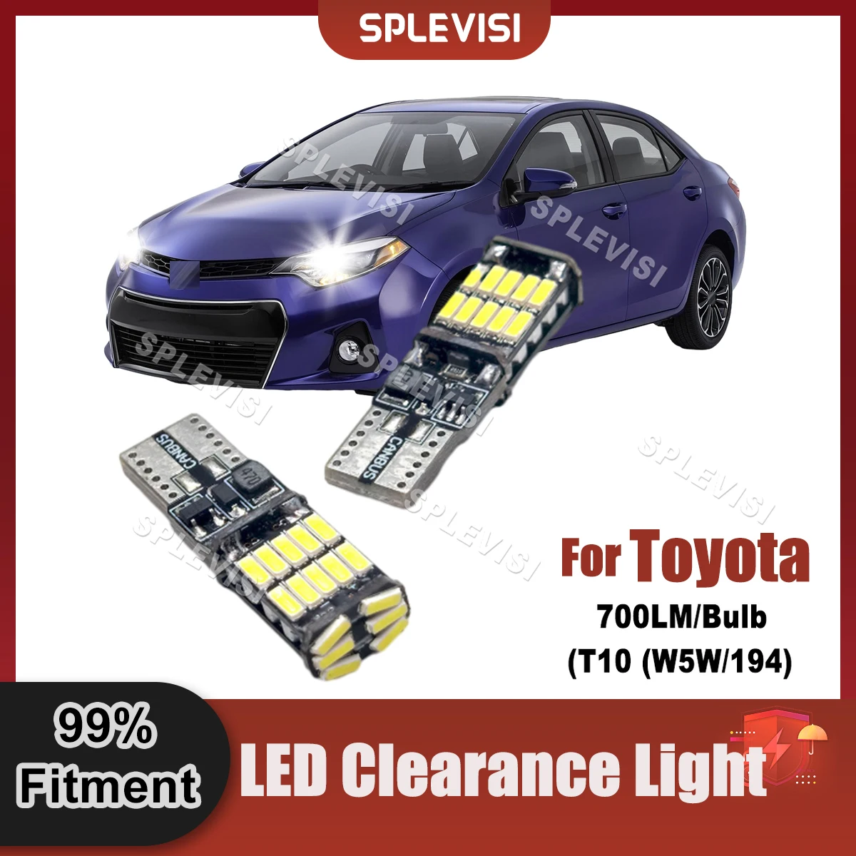 

6000K Pure White LED Clearance Lamp Bulbs W5W T10 Canbus For Toyota Corolla Camry Yaris(Vitz) Auris Aygo Hilux RAV4 Verso Venza