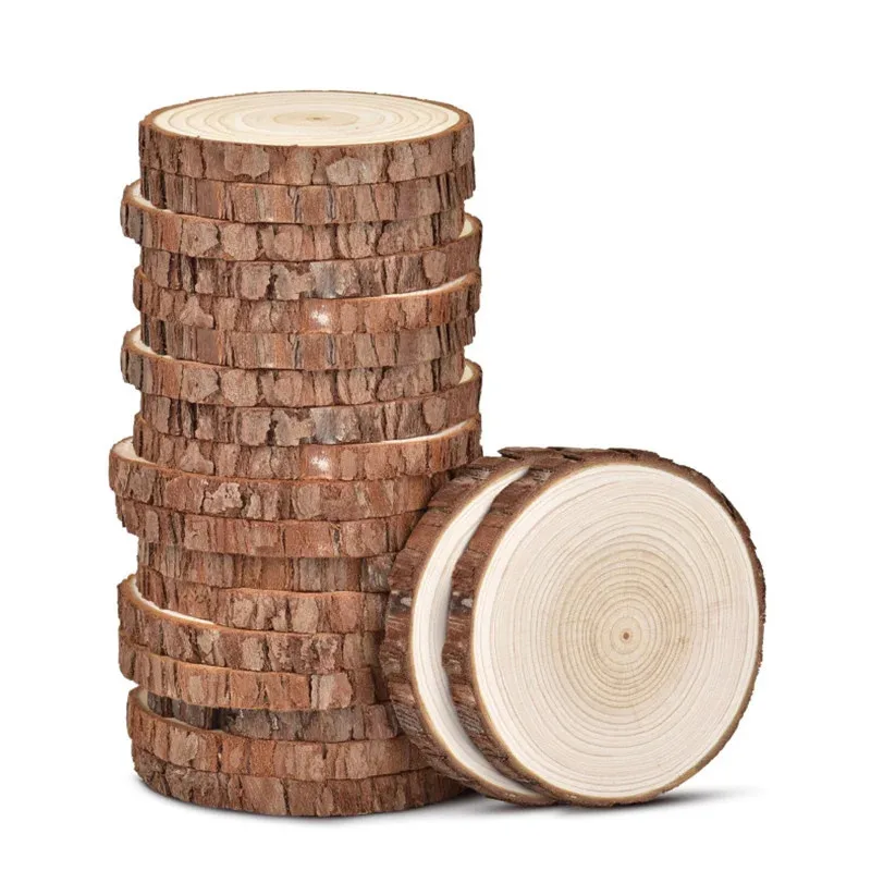 Picture 4: Unfinished natural wood slices 8 to 10cm, 5 pieces, with bark, rustic wood rounds for wedding decoration