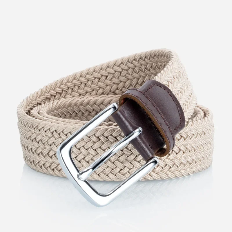 Men Belts Knitted Elastic Woven Belts for Men High Quality Pin Buckle Casual Student Work Sports Strap HB022