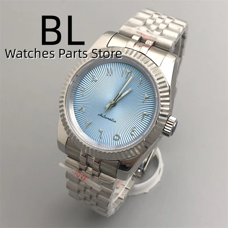 36mm 39mm ICE Blue Arabic Numerals Sunburst Watch Dial NH35 Automatic Watch For Men Black GreenPink Sapphire Glass Slide Buckle