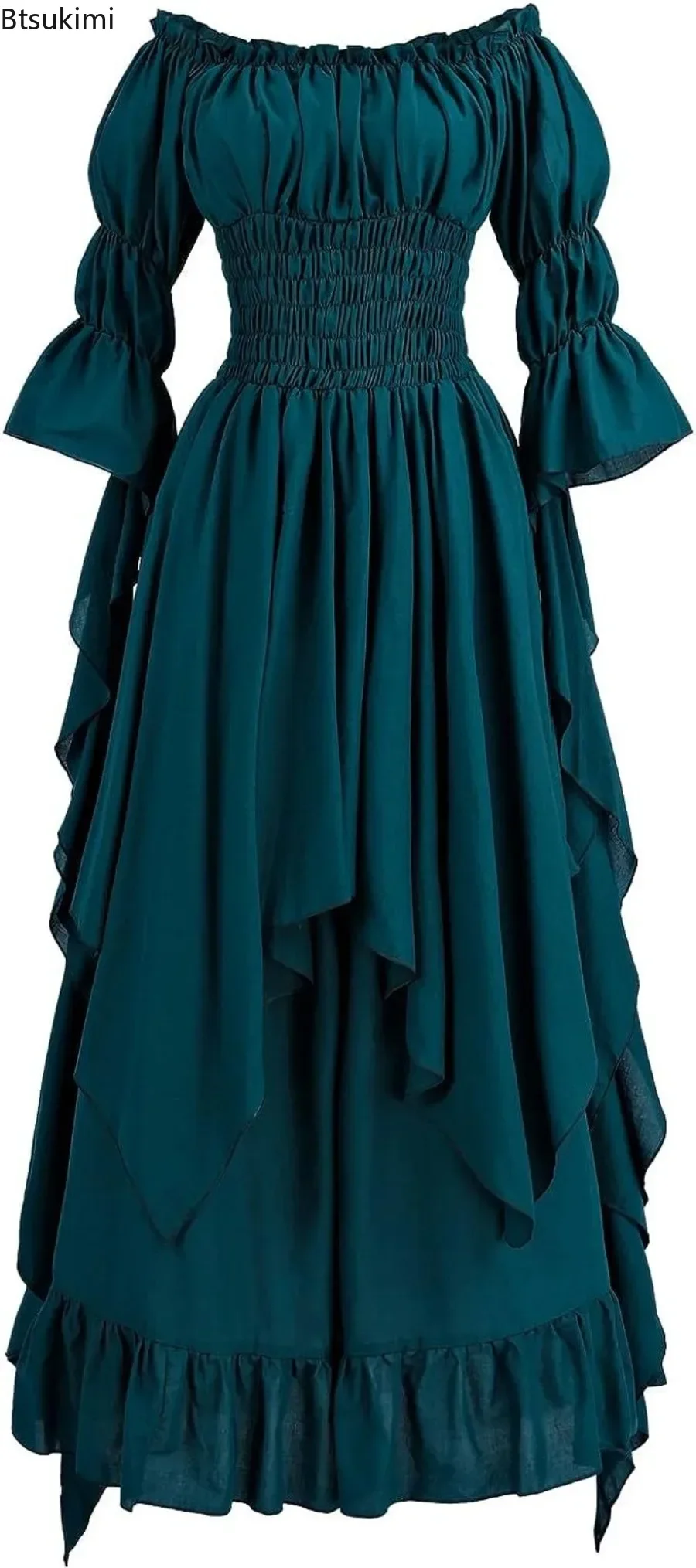 ผู้หญิงยุโรปยุคกลาง Renaissance ชุด Flare Sleeve Princess Queen ชุดคอสเพลย์เครื่องแต่งกาย Carnival Ball Gown COSPLAY เสื้อผ้า