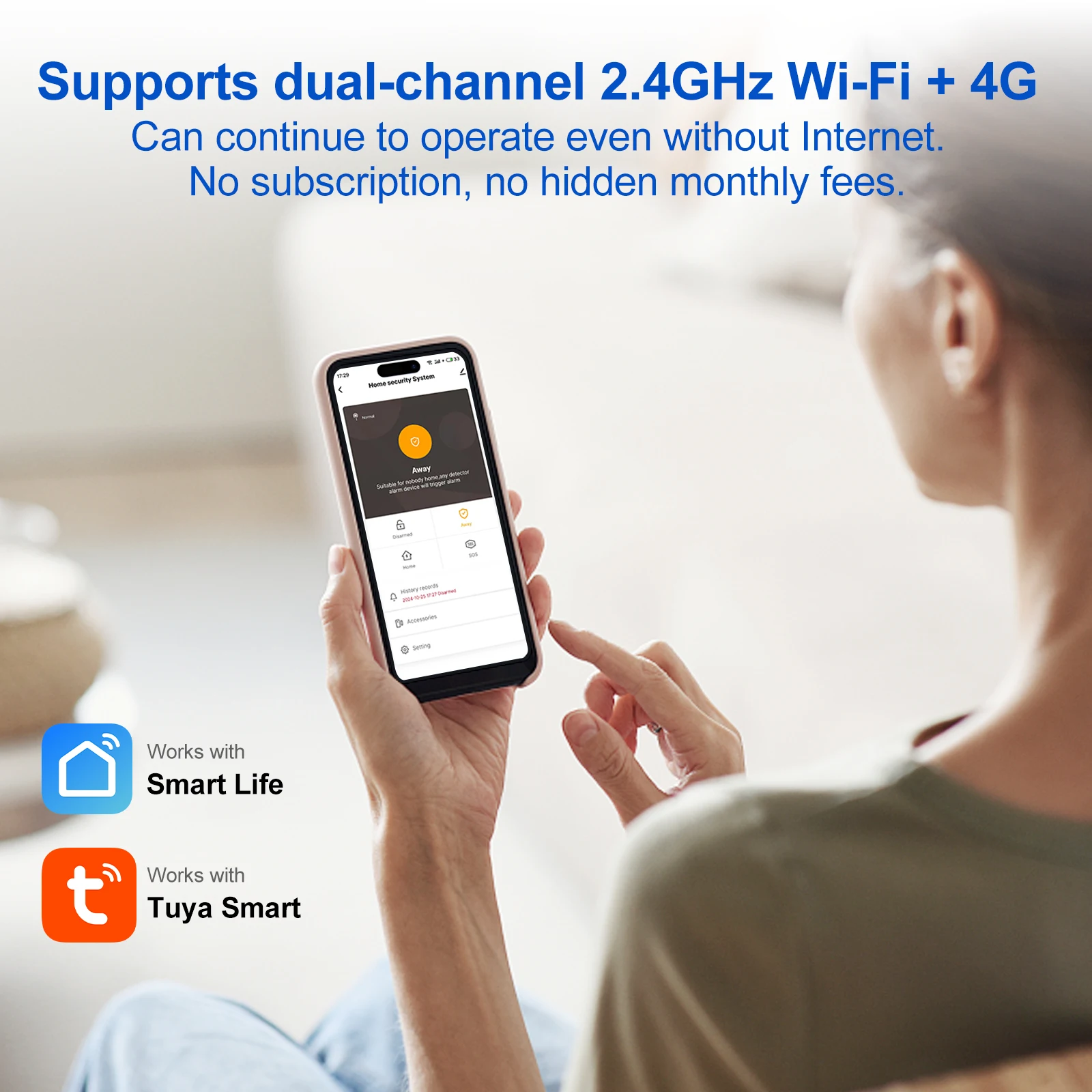 نظام إنذار المنزل الذكي XUK PG-107، شاشة 4.3 بوصة WiFi 4G GSM TUYA، مستشعر الأشعة تحت الحمراء، جهاز التحكم عن بعد، تنبيه صوتي، لسلامة المنزل
