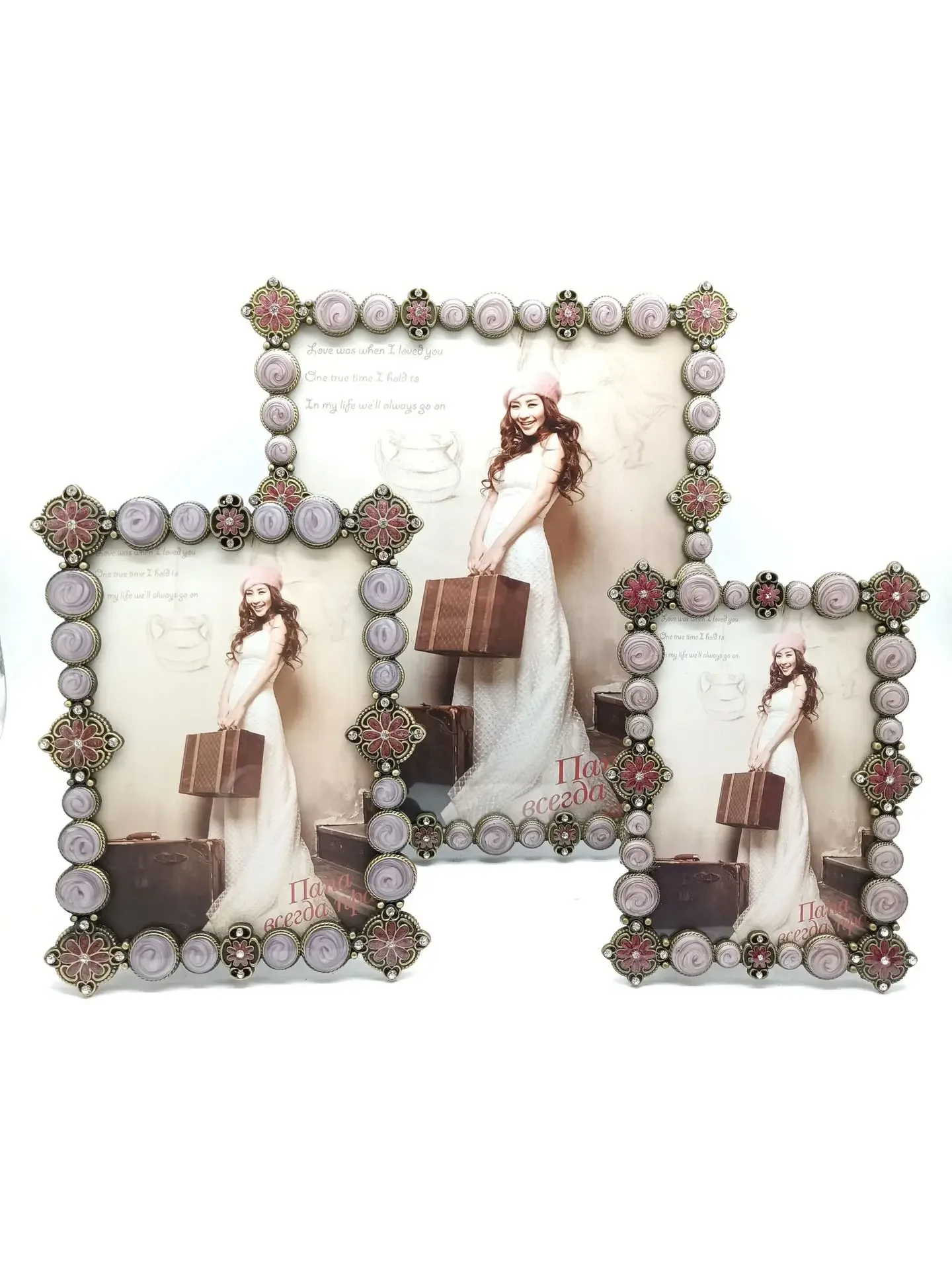 Fashion Creative Metal Photo Frames, Picture Frame, Home Decoration, Pink, Silver, White, 6 inches, 7inches