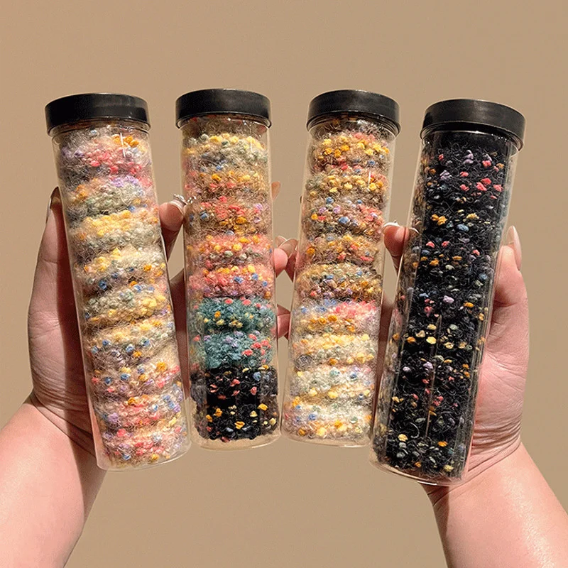 10pcs /canned Multicolor Plush Hair Rope for Women elegant Does not damage hair High Elastic Hair Ring Fashion Girl Hair Ties