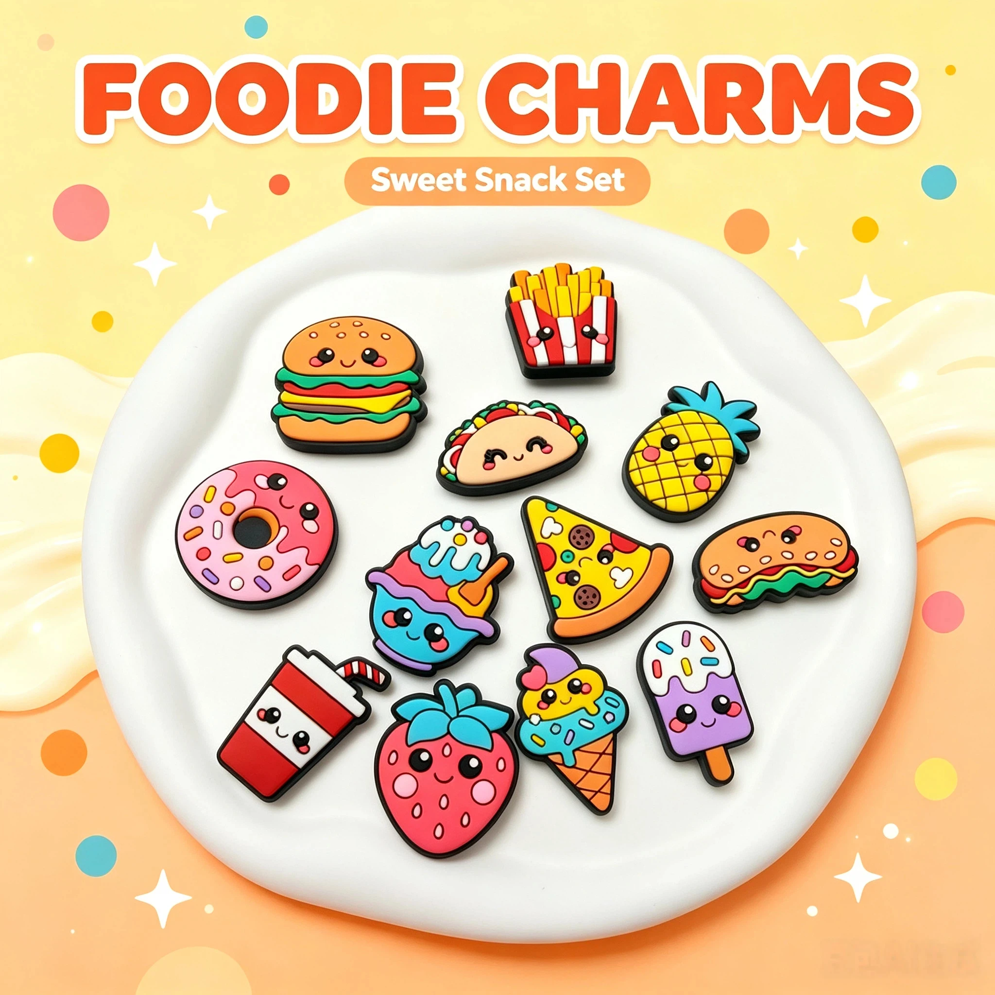 12-50Pcs Mix Food Hamburger Pizza PVC Shoe Charms Strawberry Adult Shoe Buckle Decorations For Lovely Party Present