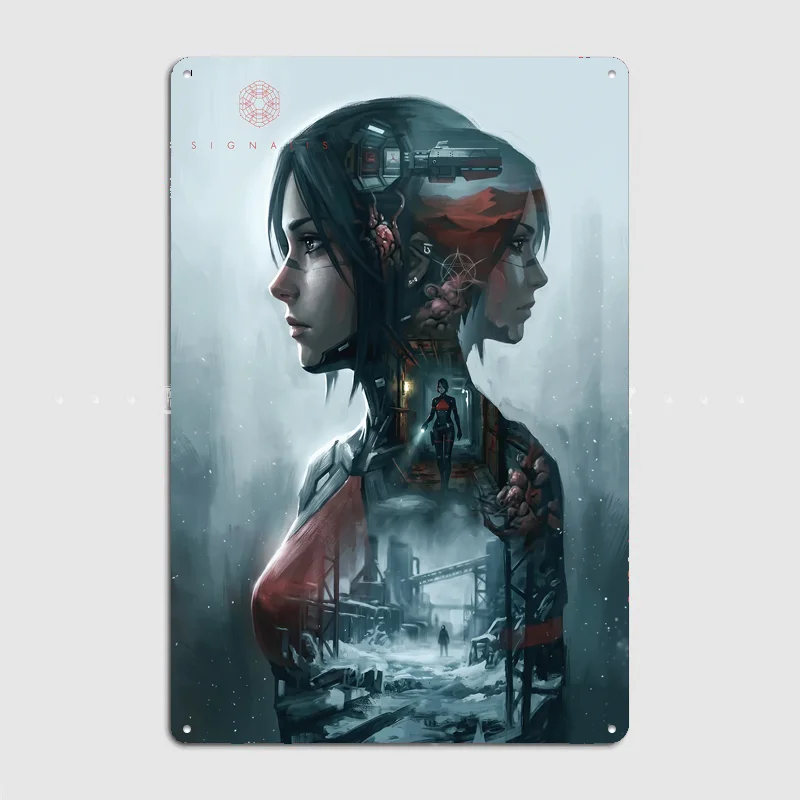 Signalis Elster Double Exposure Art Poster Metal Sign Posters Bar Bedroom Custom Wall Decorations Room Decoration Home Decor
