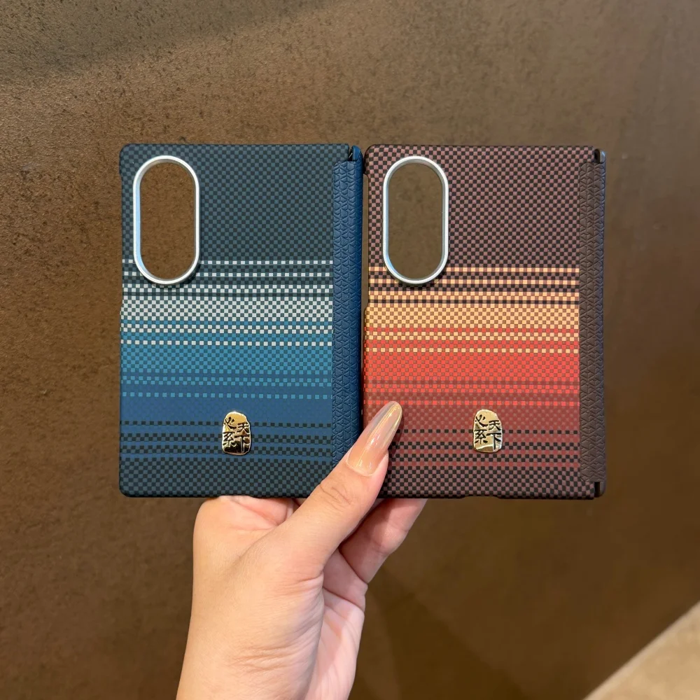 Image of Business Gradient Gestreifter Kevlar-Aramid-Faser Magnetischer Handyhülle für Samsung Galaxy Z Fold 8 Ultra Sturzsichere Schutzhülle