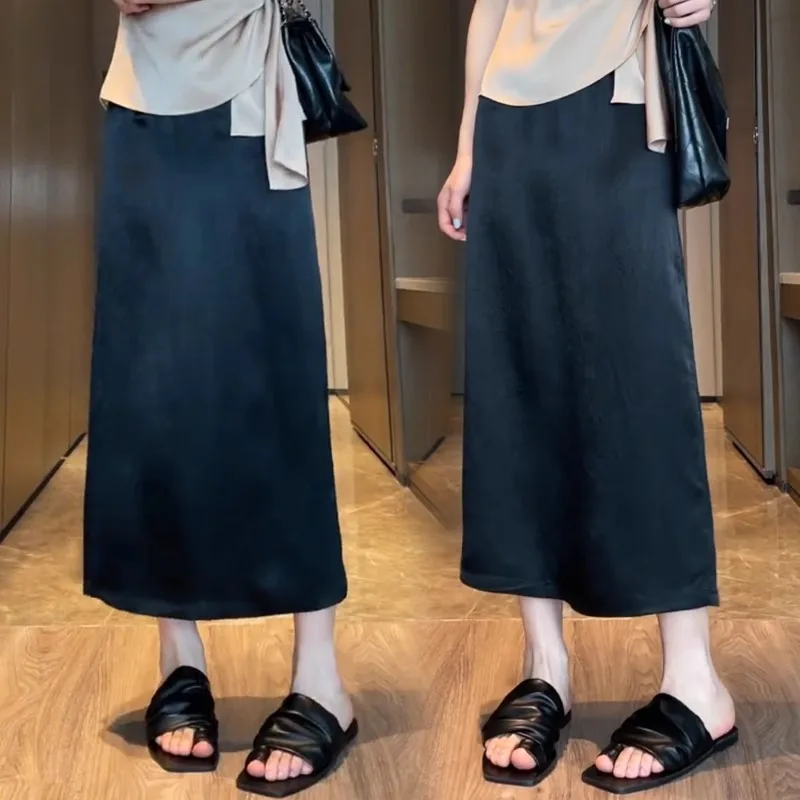 

Women's Summer Skirt High-End Elegant Versatile Mid-Length A-Line Slit Bodycon Skirt