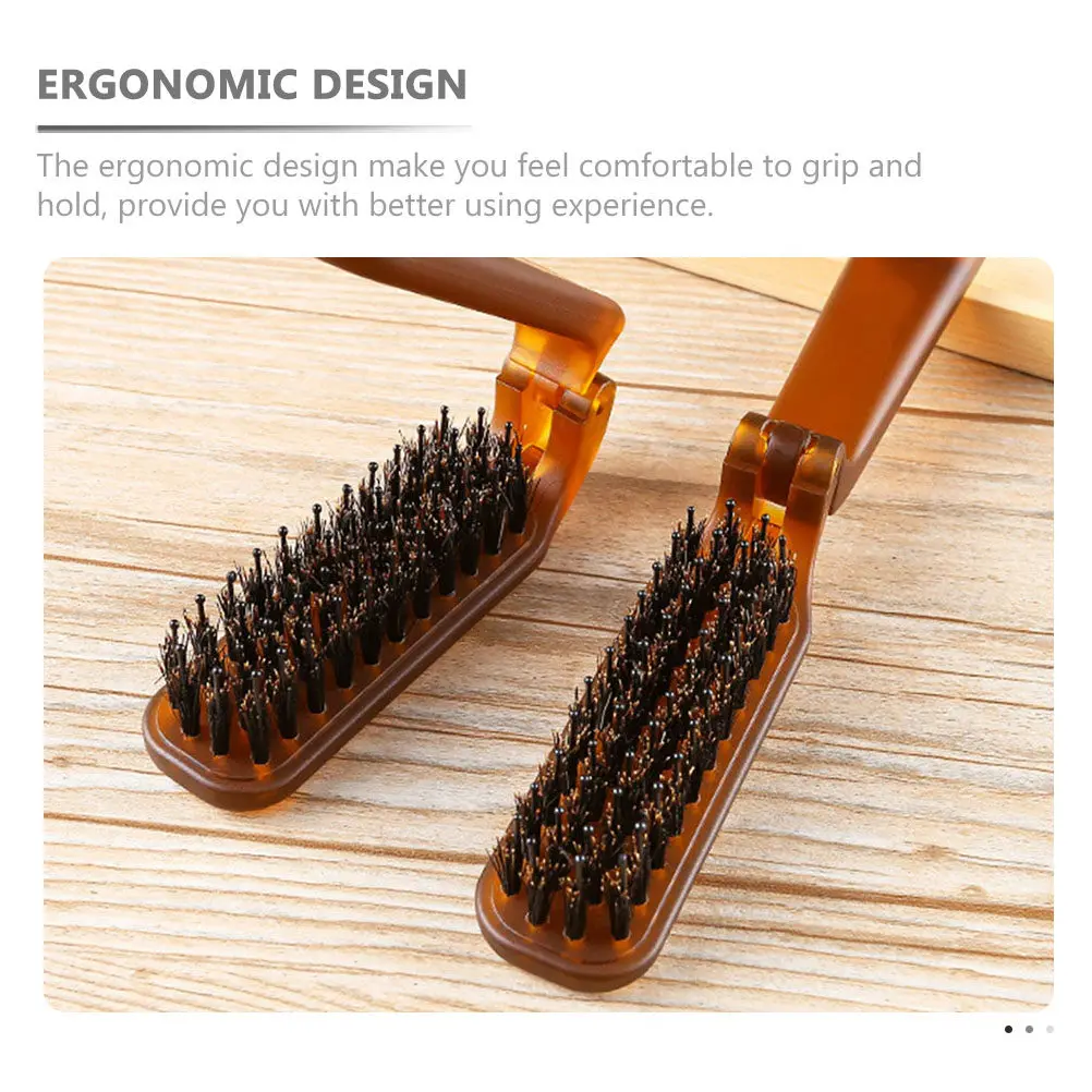2Pcs Boar Bristle Portable Folding Hair Comb Professional Travel Pocket Comb Multi-Function Hairdresser Travel Accessory