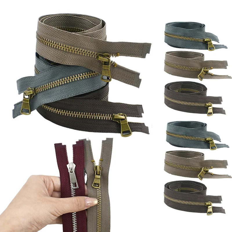 

5Pcs 5# Metal Zippers 40-80cm Open-End Zip for Bag Garment Decoration Zips Down Jacket Easy Zipper Repair Kit Sewing Accessories