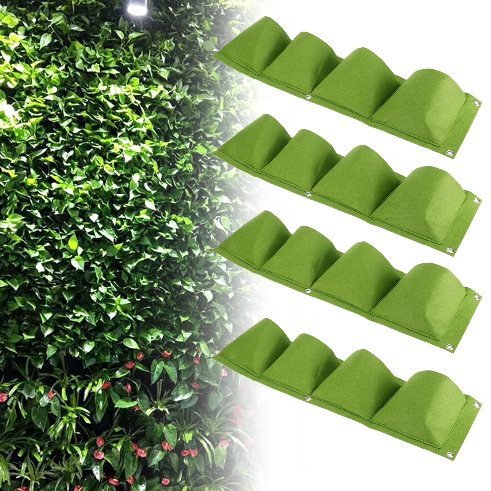 

4Pcs 4 Pockets Plant Growing Bag Planter Vertical Garden Vegetable Living Garden Bag Planter Growing Bags Flowers Supply